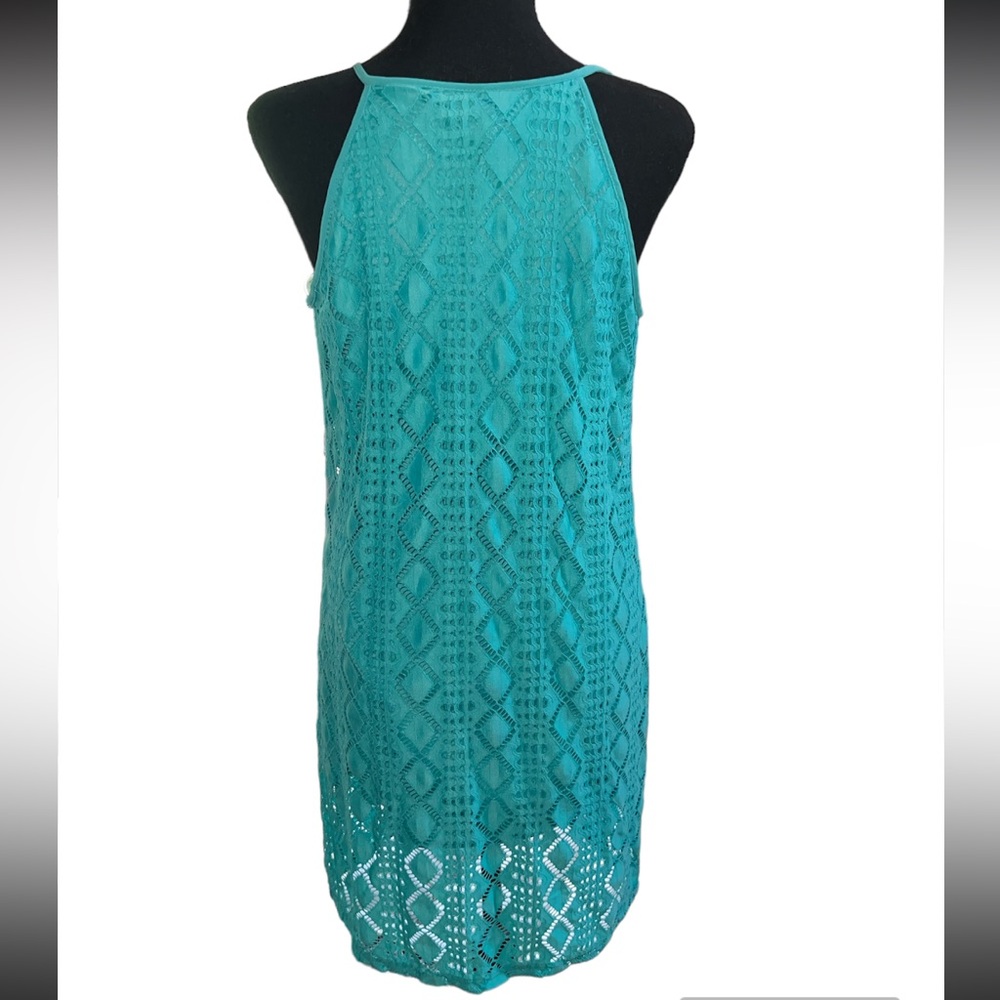Lily Rose Spaghetti Strap Crochet Lace Mini Dress, Size Small, NWT, Aqua Blue - Picture 16 of 16